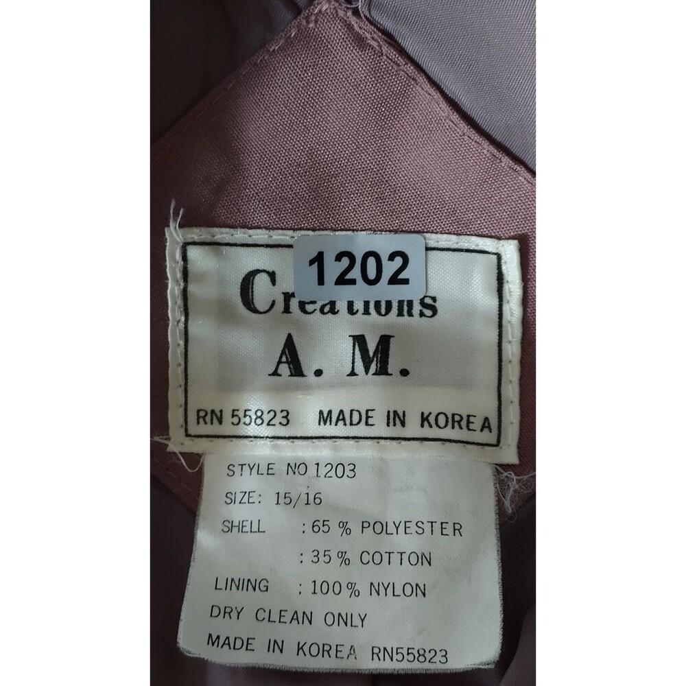 A.M. Creations Women’s Mauve Trench Coat Size 15/16 Made in Korea Belted - Picture 10 of 10